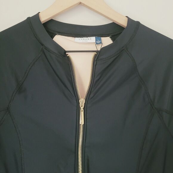 New Cabana Life Ladies Front Zip UniSuit In Black & Gold Size Large Nwt - Picture 4 of 11